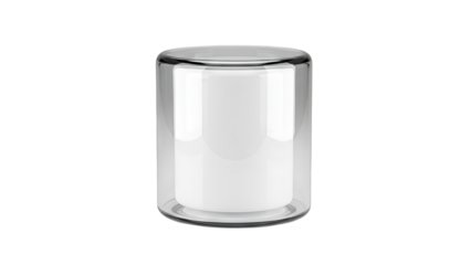Clear glass cylindrical container with white inner core