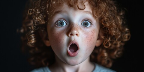 A young child with wide eyes expressing surprise.