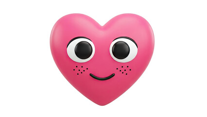 Fototapeta premium Cute 3D Pink Heart Character with Googly Eyes and Smile
