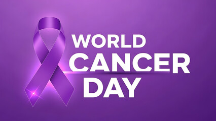 Fototapeta premium World cancer day purple ribbon awareness