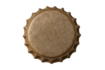 Old rusty metal bottle cap on transparent background
