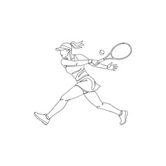 Grace in Every Strike One Line Female Tennis Player Illustration
