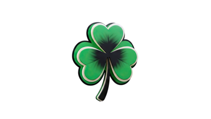 3D Green Clover Leaf with Black and Cream Accents