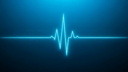 Glowing blue heart rate line on dark background