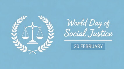 World day of social justice logo on blue background
