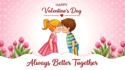 Happy valentines day couple kissing