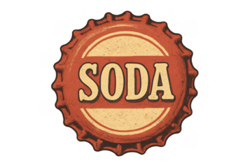 Vintage red soda bottle cap with word soda