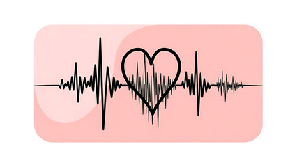 Heart rate ekg on pink background with black lines