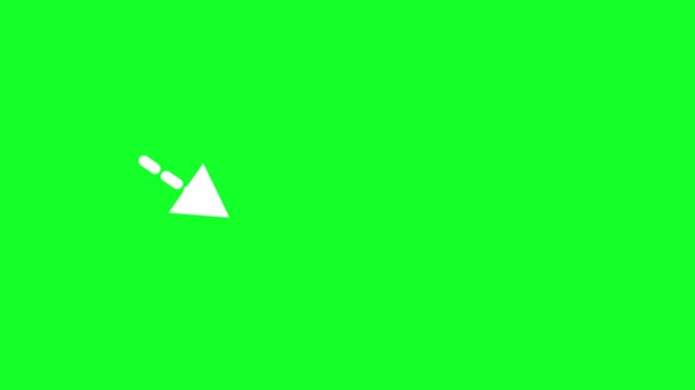 White Arrow Animation Isolated on Green Screen Background in 4K Ultra HD for Direction and Navigation
