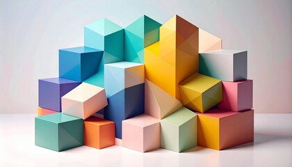 Fototapeta premium Colorful 3D Cubes Stacked Together.