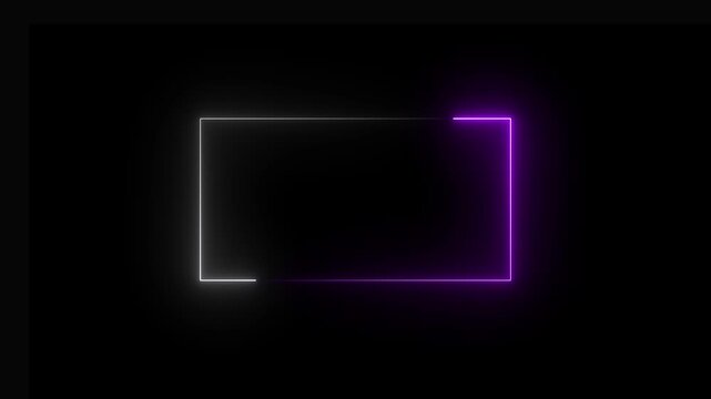 Neon Rectangular and White Halve with Glow Video Animation on Black background.