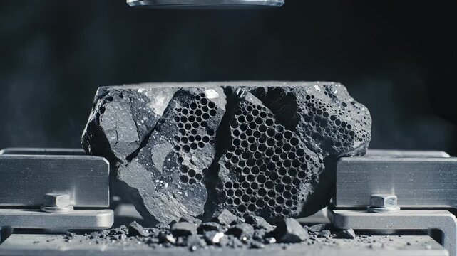 Black Rock Being Compressed Under Hydraulic Press Experiment