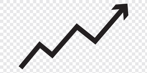 green arrow graph moving upward direction concept of economic stock market business, share, stock, financial growth transparent background
