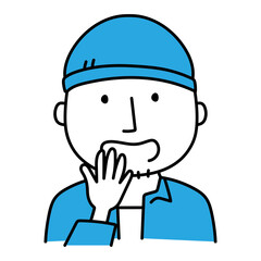 Obraz premium 驚いているニット帽をかぶった男性