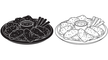 Tacos and chips on a plate with silhouette on transparent