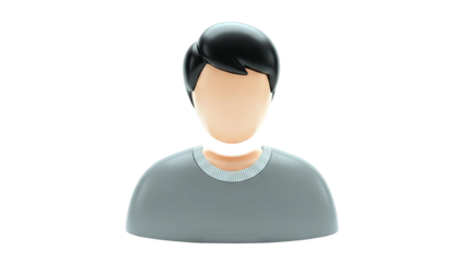 3D Avatar Icon of a Man with Dark Hair