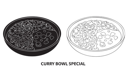 Curry bowl special silhouette on transparent background