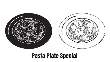 Pasta plate special silhouette on transparent background