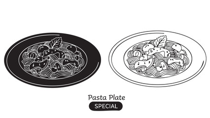 Pasta plate special silhouette on transparent background