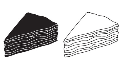 Layered cake slice with silhouette on transparent background