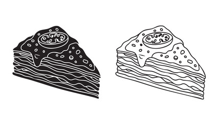 Cake slices in silhouette on transparent background