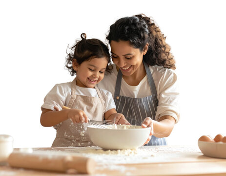 Untitled design - Happy Mother and Child Baking Together in Kitchen, Smiling and Mixing Dough