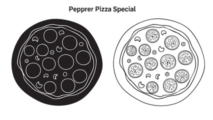 Pepperoni pizza special silhouette on transparent background