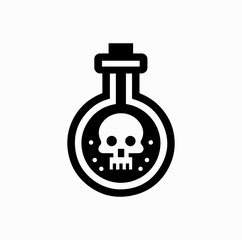 Obraz premium Poison Bottle with Skull Icon – Danger Warning Vector