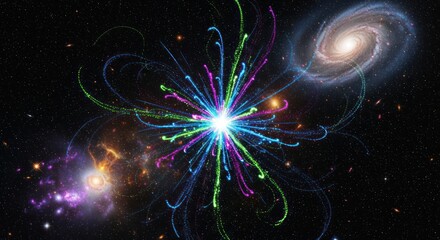 Cosmic Radiance: A Luminous Burst Amidst Distant Galaxies and Sparkling Star Clusters