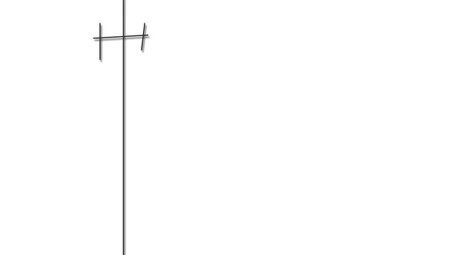 On the screen there is a vertical, long and thin radio or television antenna.