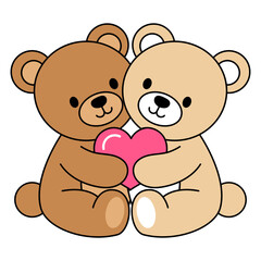 Cute Valentine&rsquo;s Day Teddy Bears Illustration Love Bear Couple