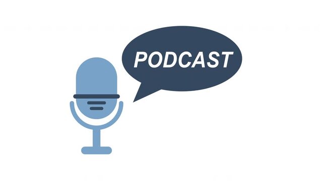 Animated podcast cover with hand drawn microphone and popping speech bubble