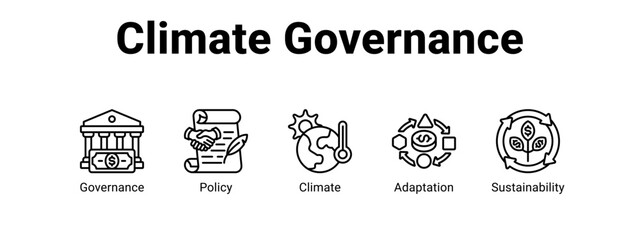 Climate Governance web banner icon vector illustration concept ,  with icon of Governance, Policy, Climate. © Jefri