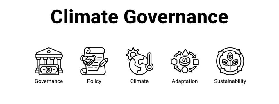 Climate Governance web banner icon vector illustration concept ,  with icon of Governance, Policy, Climate.