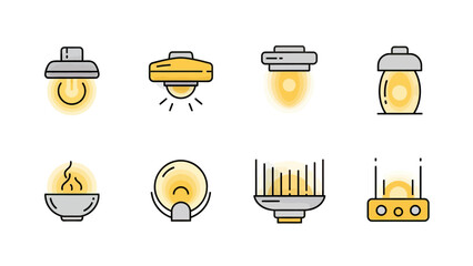 Collection of Modern and Vintage Lamp Icons