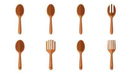 Set of Wooden Kitchen Utensils and Spoons