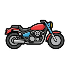 Fototapeta premium A cartoon-style illustration of a motorcycle with red and blue accents