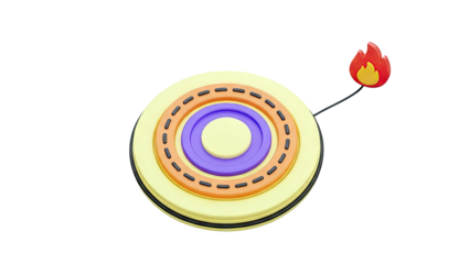 3D Rendered Target with Flame