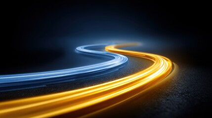 Colorful Light Trails on Dark Background with Smooth Curves and Flowing Patterns for Artistic and Modern Design Concepts