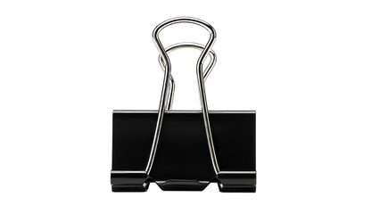 Black binder clip on white background