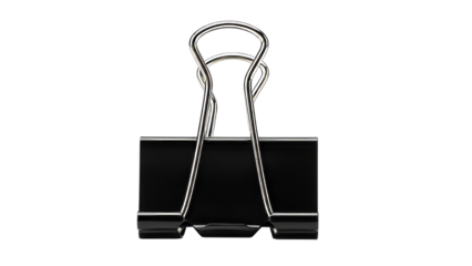 Black binder clip on white background