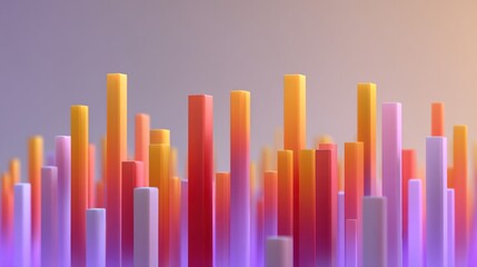 Obraz premium Abstract Colorful Cylinder Structure Creating Depth and Movement with Soft Background Gradients for Dynamic Visual Representation