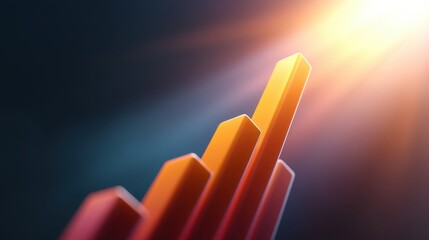 Abstract representation of growing financial data with colorful bars against a soft background, highlighting progress and success in business metrics and analytics