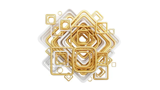 Abstract Golden and White Rounded Squares Arrangement - Powered by Adobe