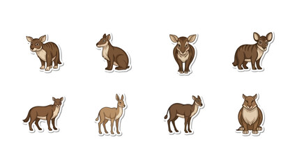 Fototapeta premium Collection of diverse cartoon wild ungulates on white background