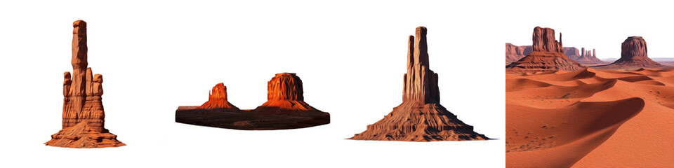 Desert Rock Formations Landscape Set – Sand Dunes & Monument Valley Style Red Sandstone Scenery © Rama