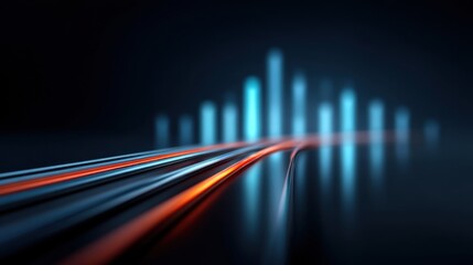 Abstract digital background with glowing blue and orange lines creating a modern wave design suitable for technology and futuristic concepts