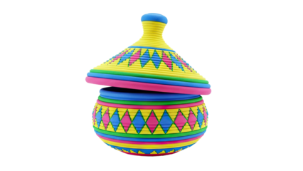Colorful Woven Basket with Lid