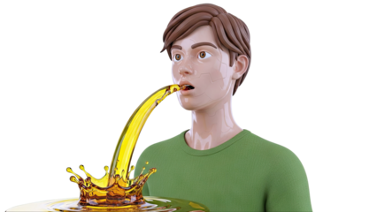 Man expelling liquid from mouth