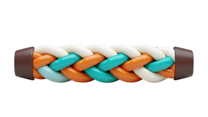 Multi-colored braided cord with brown ends